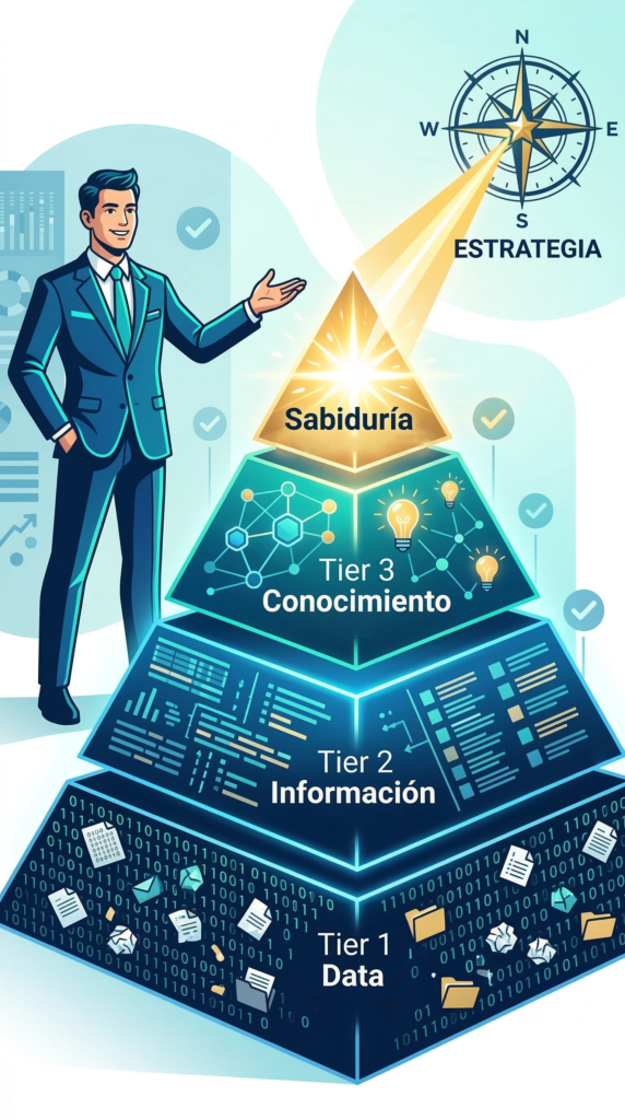 Representación artística de la pirámide DIKW